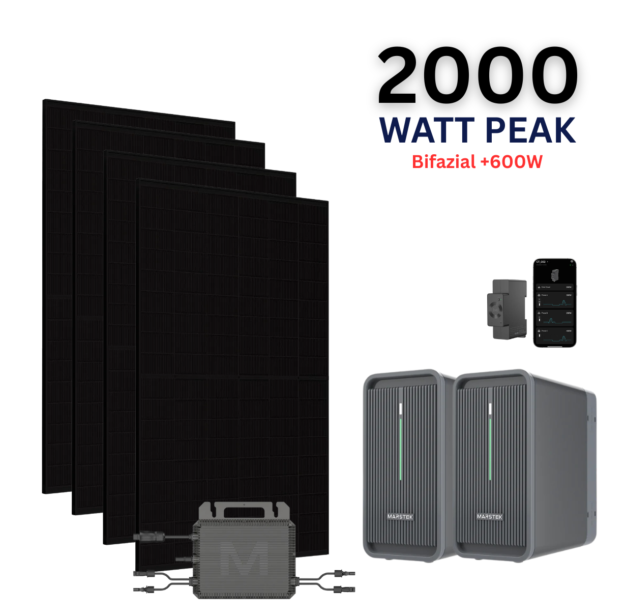 WAYBEX 2000W Balkonkraftwerk mit 2x Marstek B2500-D (4,48 kWh)