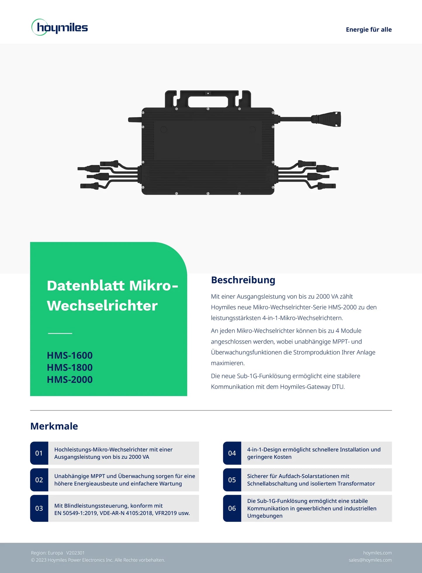 Hoymiles HMS-1800-4T (15 A-Version) Mikrowechselrichter