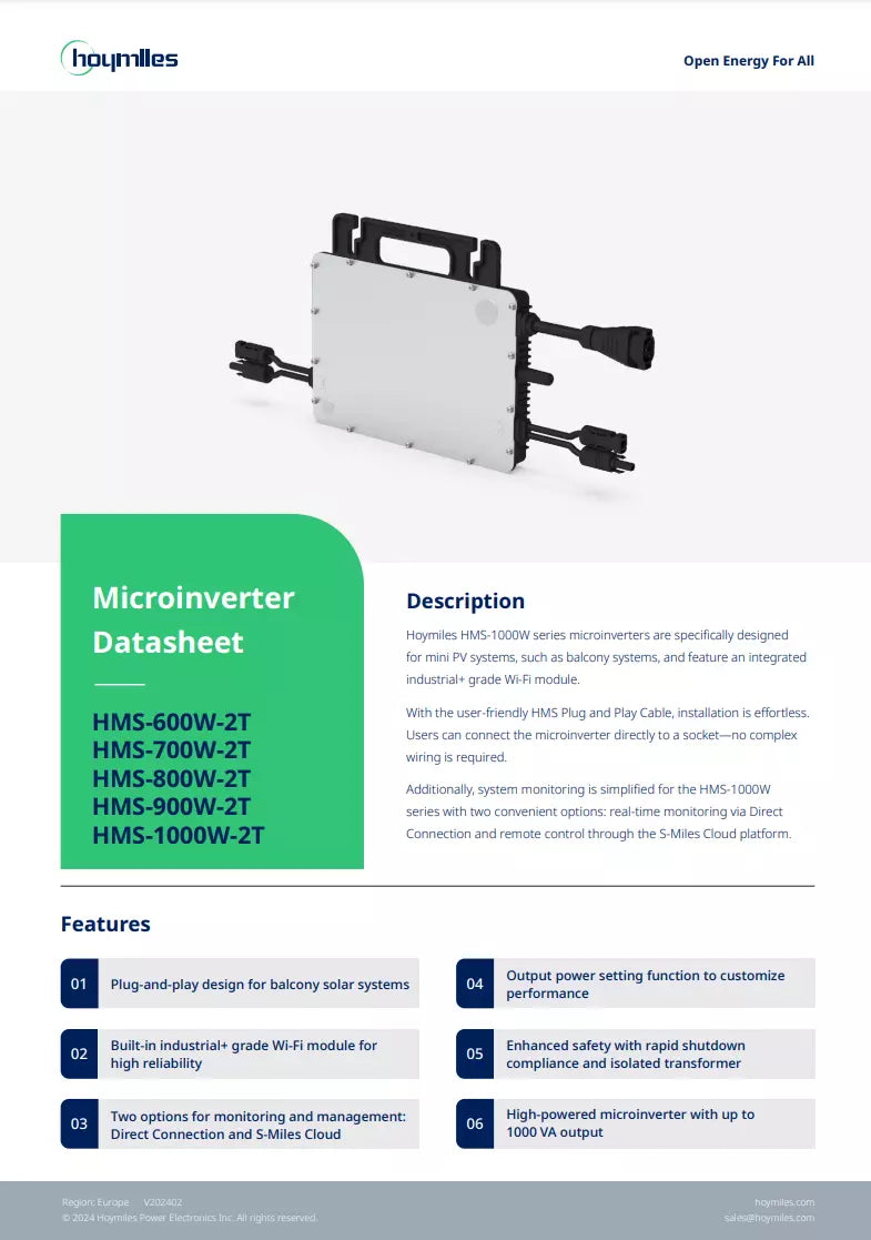 Hoymiles HMS-800W-2T Mikrowechselrichter mit integriertem WIFI