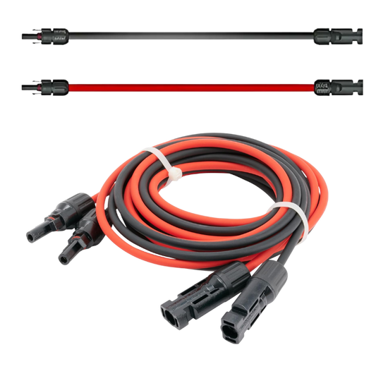 Premium Verlängerungskabel 6mm² H1Z2Z2-K Photovoltaik Kabel für Solaranlagen schwarz/rot (Paar)