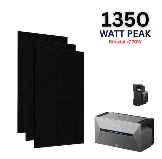 WAYBEX 1350W Balkonkraftwerk mit Anker Solix Solarbank 2 PRO